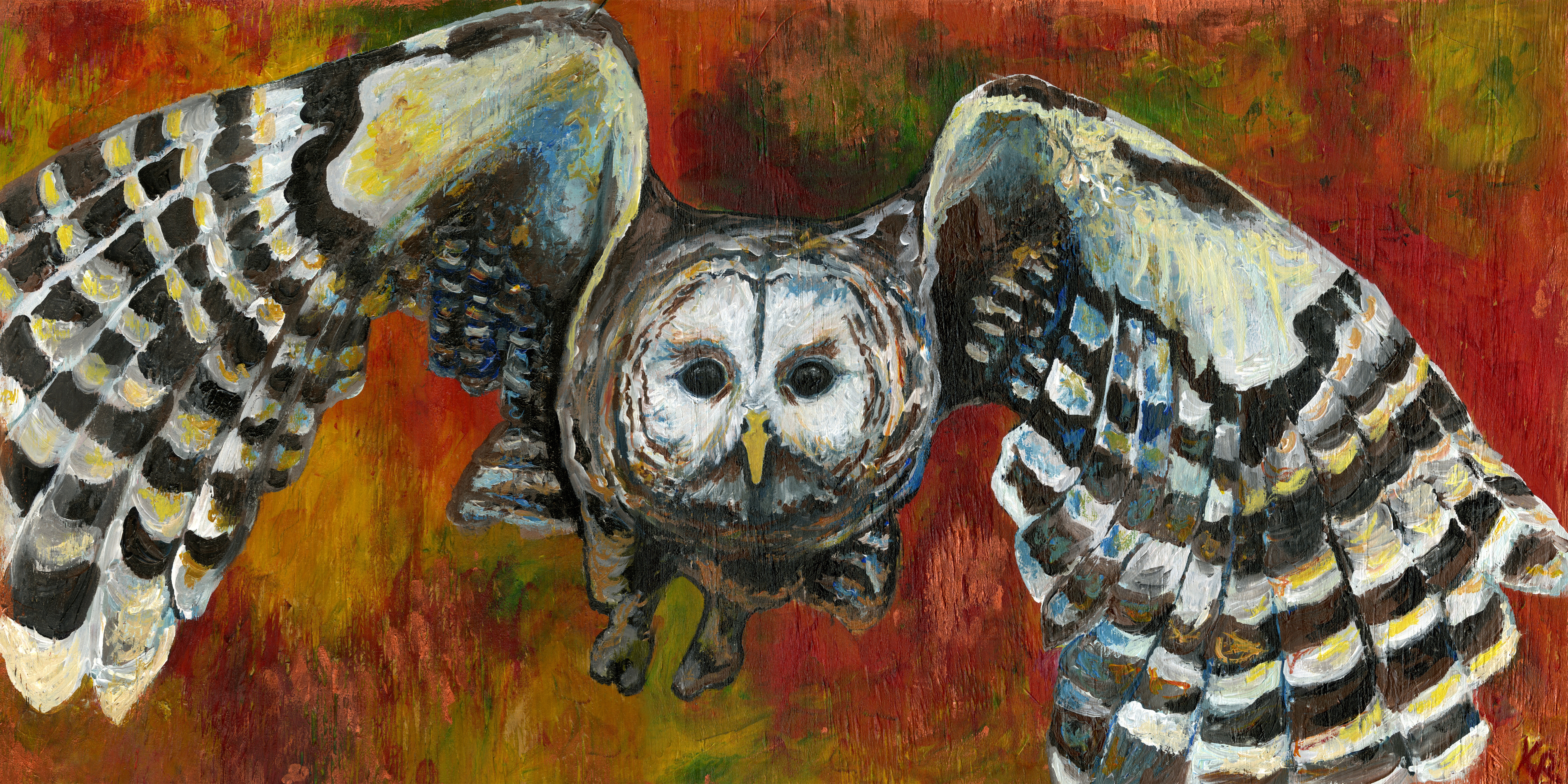 FLYING OWL PAINTING